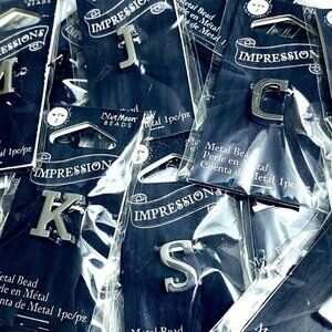 Jewelry Initial Beads Silvertone 17 Letters Set by Blue Moon Crafts Components N